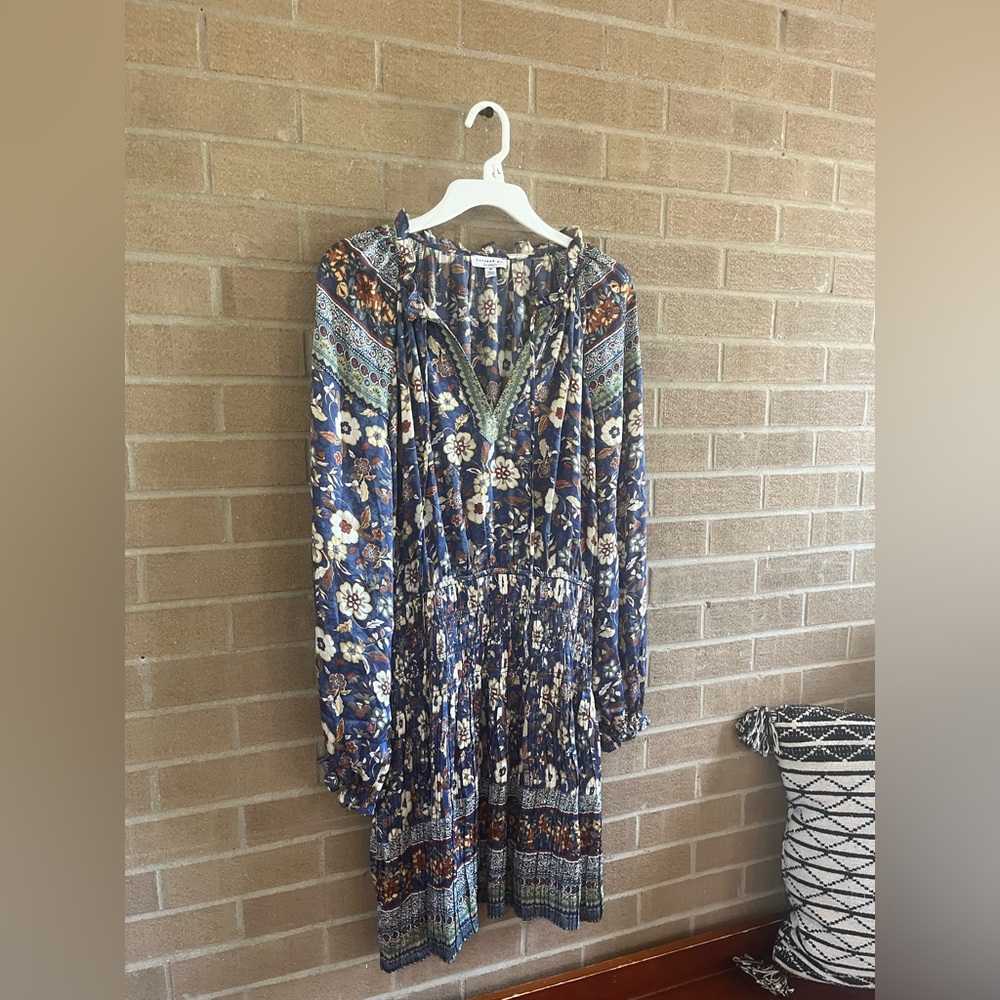 Current Air Blue and Brown Floral Mini Dress - Picture 3 of 4